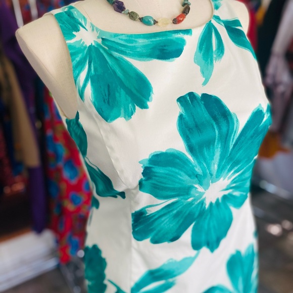 Jones New York Blue and White Halter Sheath Dress - Picture 4 of 6